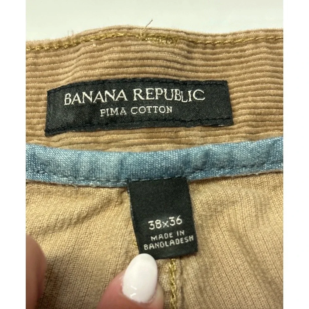 Banana Republic Mens 38x36 Pima Cotton Corduroy Pants New Tan 5-Pocket Straight